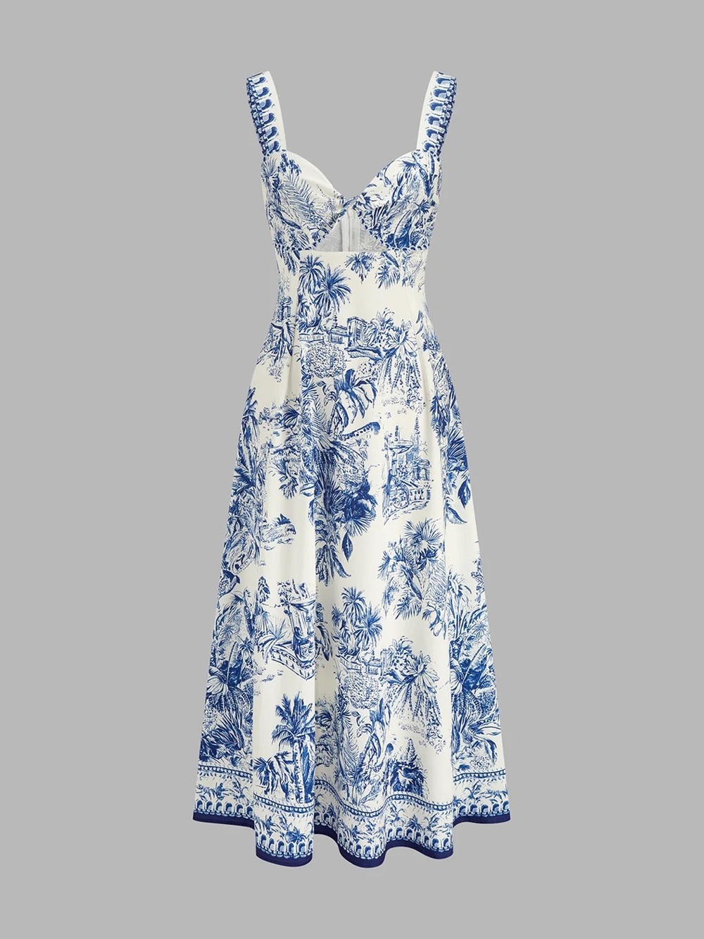 290 Tropical Print Cutout Sleeveless Maxi Dress - Picture 2 of 5